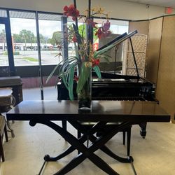 Large, Beautiful Mahogany Council Table With A Large Flower Arrangement - 66” x 18”
