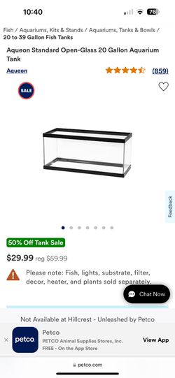 20 Gallon Open Glass Aquarium Tank