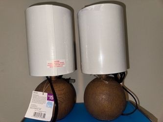 Coconut Ball Base Table Lamps – Set of 2
