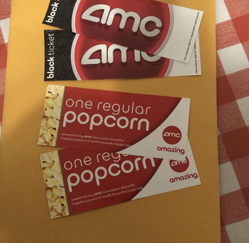 2 AMC Black Tickets + 2 One regular popcorn tickets