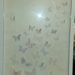3D butterfly paper framed art in soft pastel pink and purple