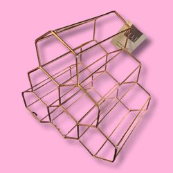 NEW - ELLE DECOR Rose Gold Wine Rack 