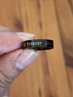 Black Stainless Steel Forever Love Ring Size 7