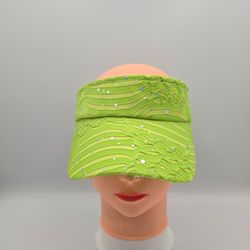 Unbranded Women's Green Lime Glitter Sequin Adjustable Visor