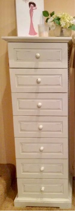 Tall White 7-Drawer Lingerie Chest Dresser