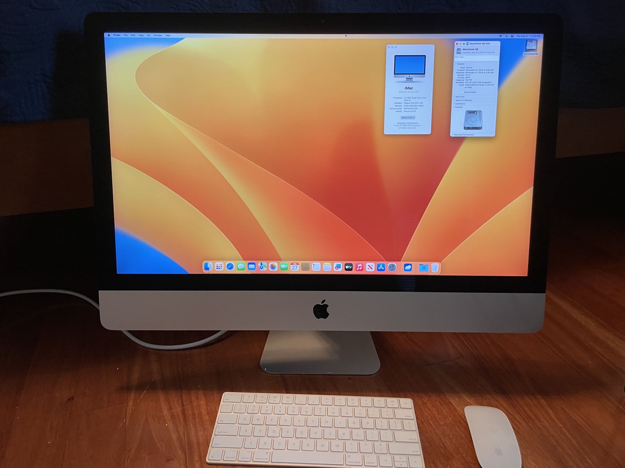 (# 17) Apple iMac "Core i5" 3.4 27" (5K, Mid-2017), Wireless Keyboard & Mouse, Cord & Box