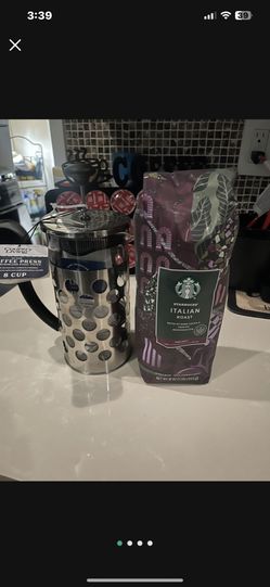 Stainless Steel Coffee Press N Starbucks Coffee Beans