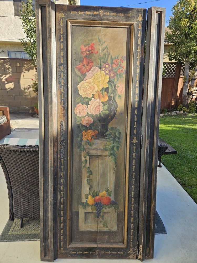 Antique Hand Painted Door Panel