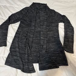 Karen Kane gray & black marled knit sweater cardigan women size S open front soft warm