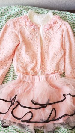 3 pc set girls skirt top jacket Holiday Wedding size 4 5 6