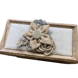 Small Wooden Jewelry Box with Flowers 9.5"x5" Craft Box Storage Decorative