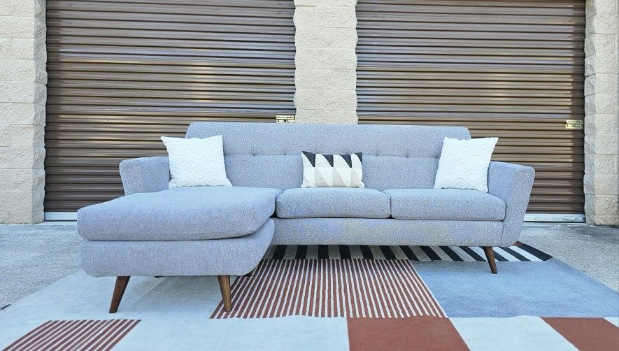 Gray / Grey MCM Sectional Sofa – Like New - FREE DELIVERY