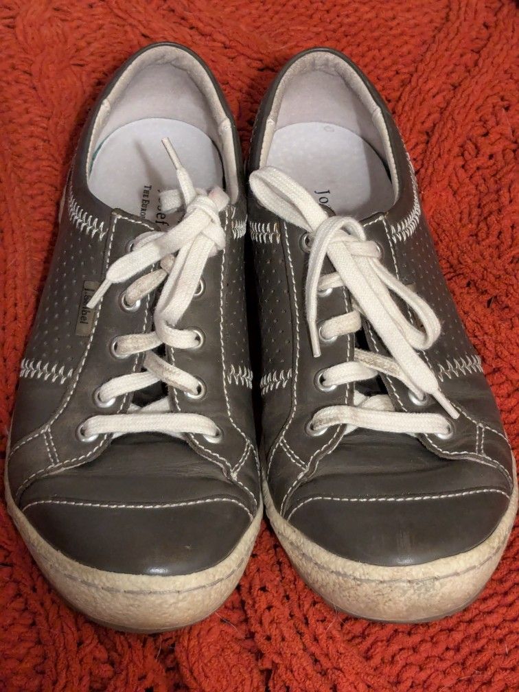 Josef Seibel Caspian Gray Leather Fashion Sneakers Womens Size Eu 36 US 6