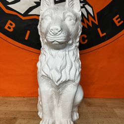 Large Vintage German Shepherd Statue White 19”