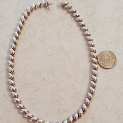 maccaroni Sterling Silver Choker  Necklace 