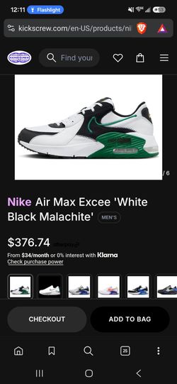 Nike Air Max Excee White Black Malachite Men's - DZ0795-102