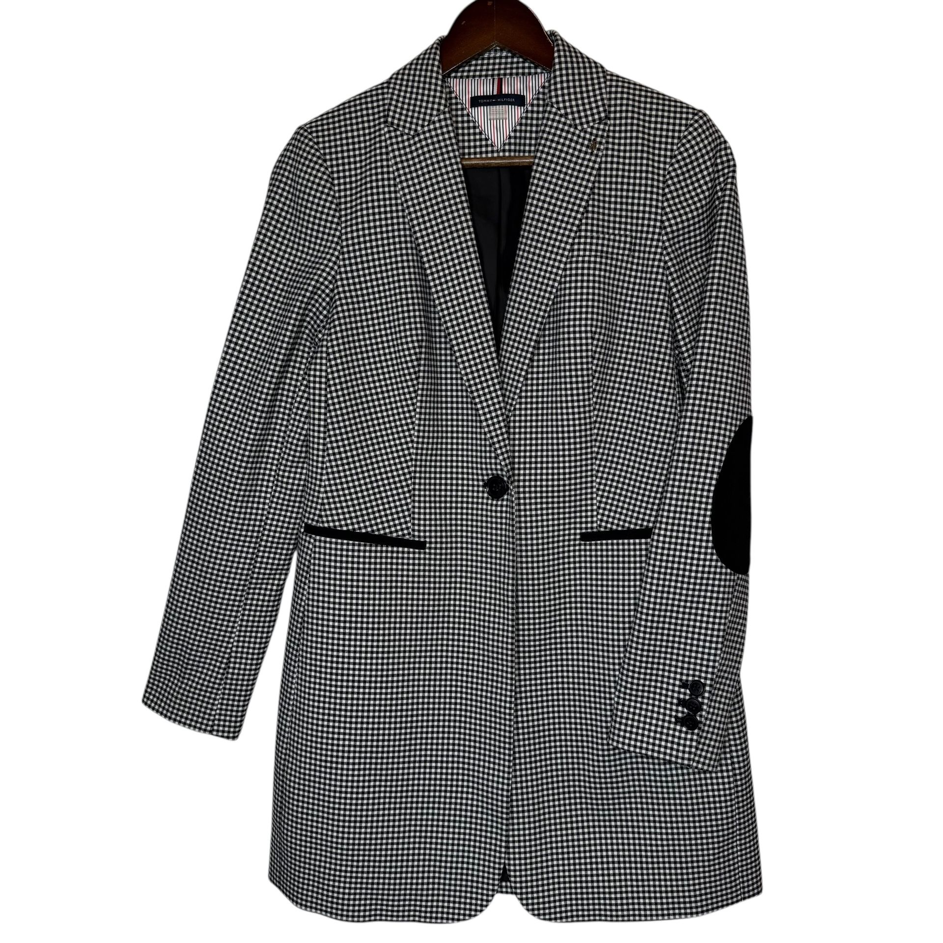 Tommy Hilfiger Gingham Single Button Long Blazer size 2