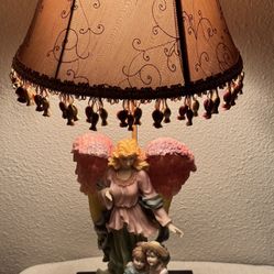 Vintage Guardian Angel Figurine Lamp - $30 (29.5” Tall)