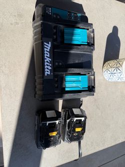 Makita 18V dual charger and two batteries