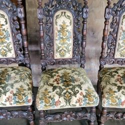 18th Century Fruit Wood Craved 6pc Antique Chairs 