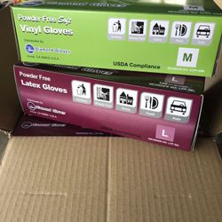 Vinyl gloves medium and large, Latex gloves medium and large