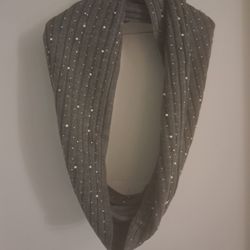 Gray Sequined  and Mint Infinity Scarves - NEW