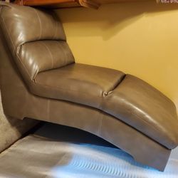Grey Leather Chaise Lounge
