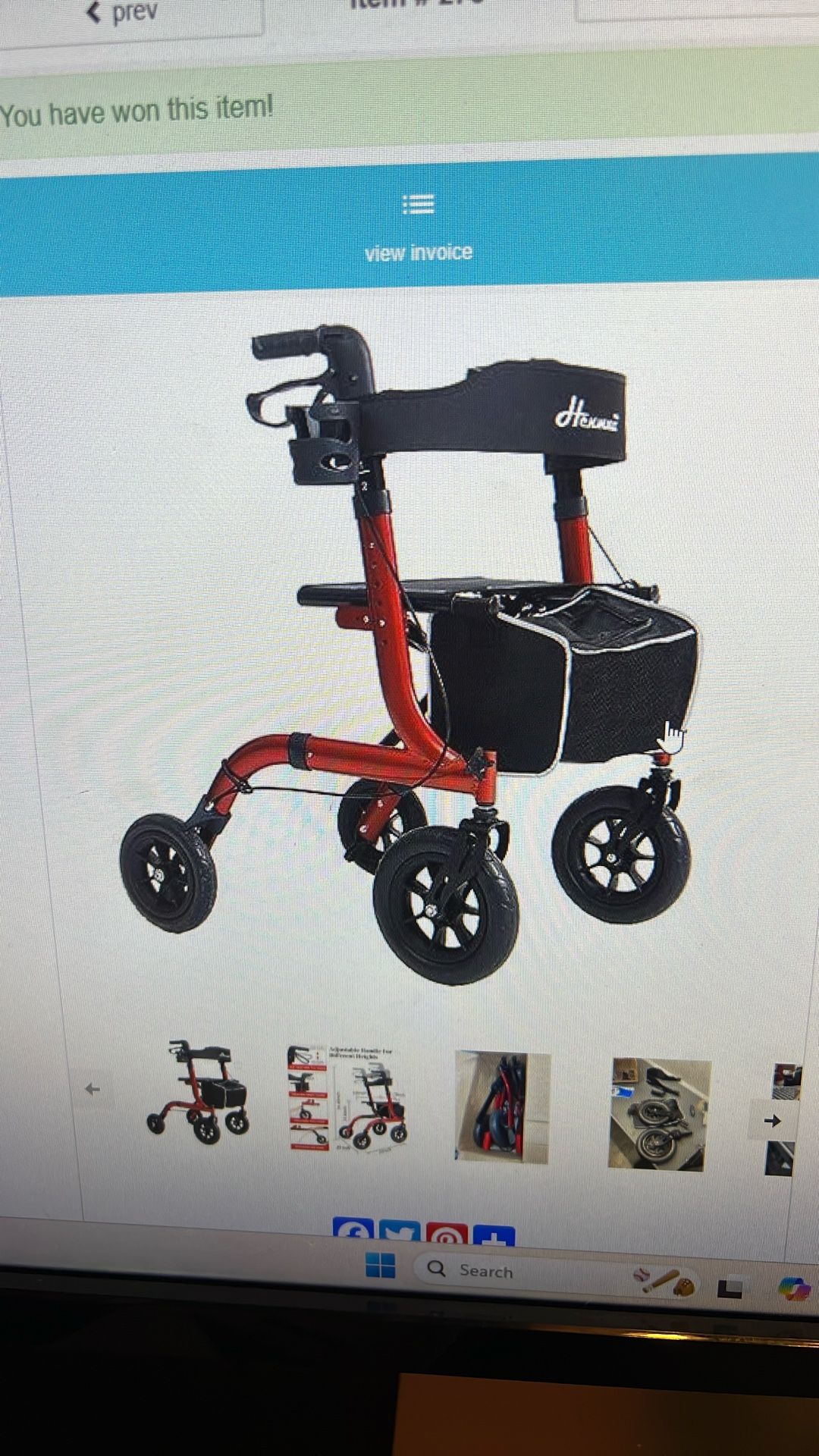 Henmnii Rollator walker for seniors lightweight foldable all terrain Rollator