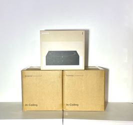 One Sonos Amp driving two pairs of Sonos 6” In-Ceiling speakers. Brand New Sealed, never opened.  Has warranty.