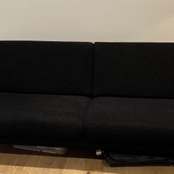 Black Mid Century Modern Bouclé Sofa Couch