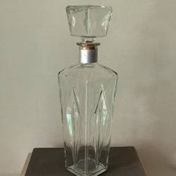 Vintage Etched Glass Bottle Decanter