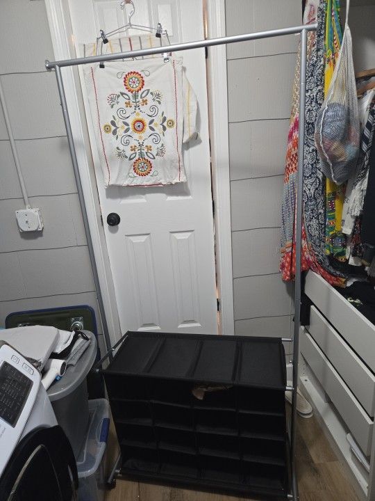Garment Rack with Wheels and Shoes Storage