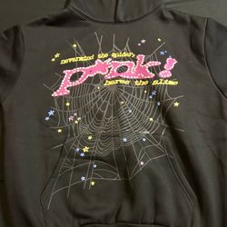 Black Spider Web Graphic Hoodie – Pink Print – Streetwear