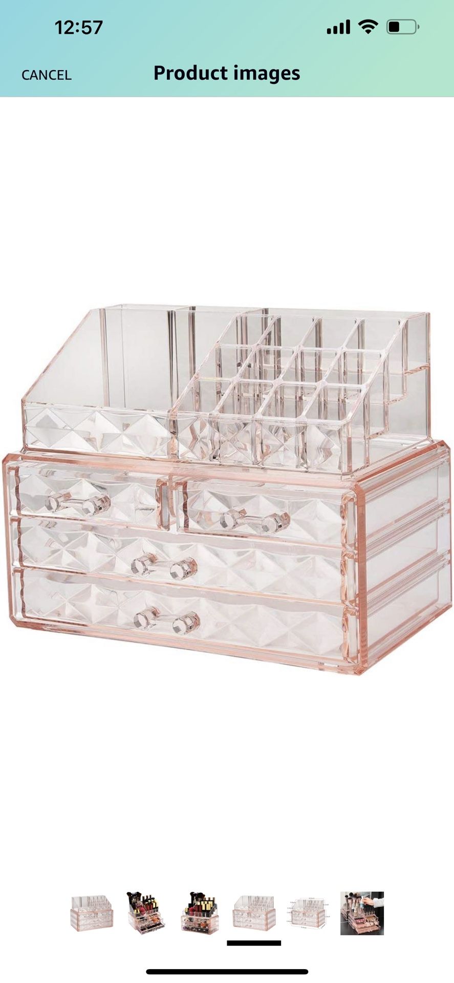 Jewelry and Cosmetic Boxes with Brush Holder - Pink