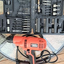 Black Decker DR 260 Electric Drill + Screwdriver And Drill Bit Set for