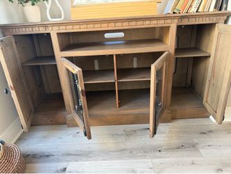 Wood Media Console / TV Stand – Glass Doors (2 Available)