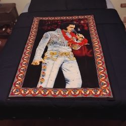 1985 ELVIS PRESLEY OFFICIAL CLOTH TEXTILE POSTER FLAG TAPESTRY WALL