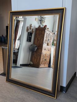 Large Wall Mirror with Gold and Dark Frame
