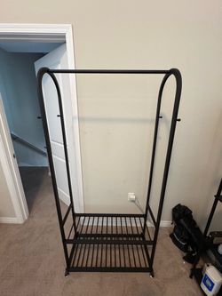 Need Gone - Heavy Duty Freestanding Clothing Rack w/ Shelves & Side Hooks – Black