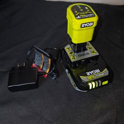 RYOBI ONE+ 18V 2.0 Ah Lithium-Ion HIGH PERFORMANCE Battery and SM Charger