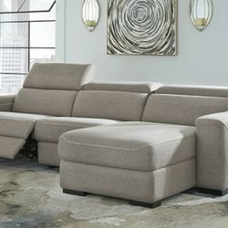 3 Piece Mabton Gray Raf Dual Power Reclining Sectional

