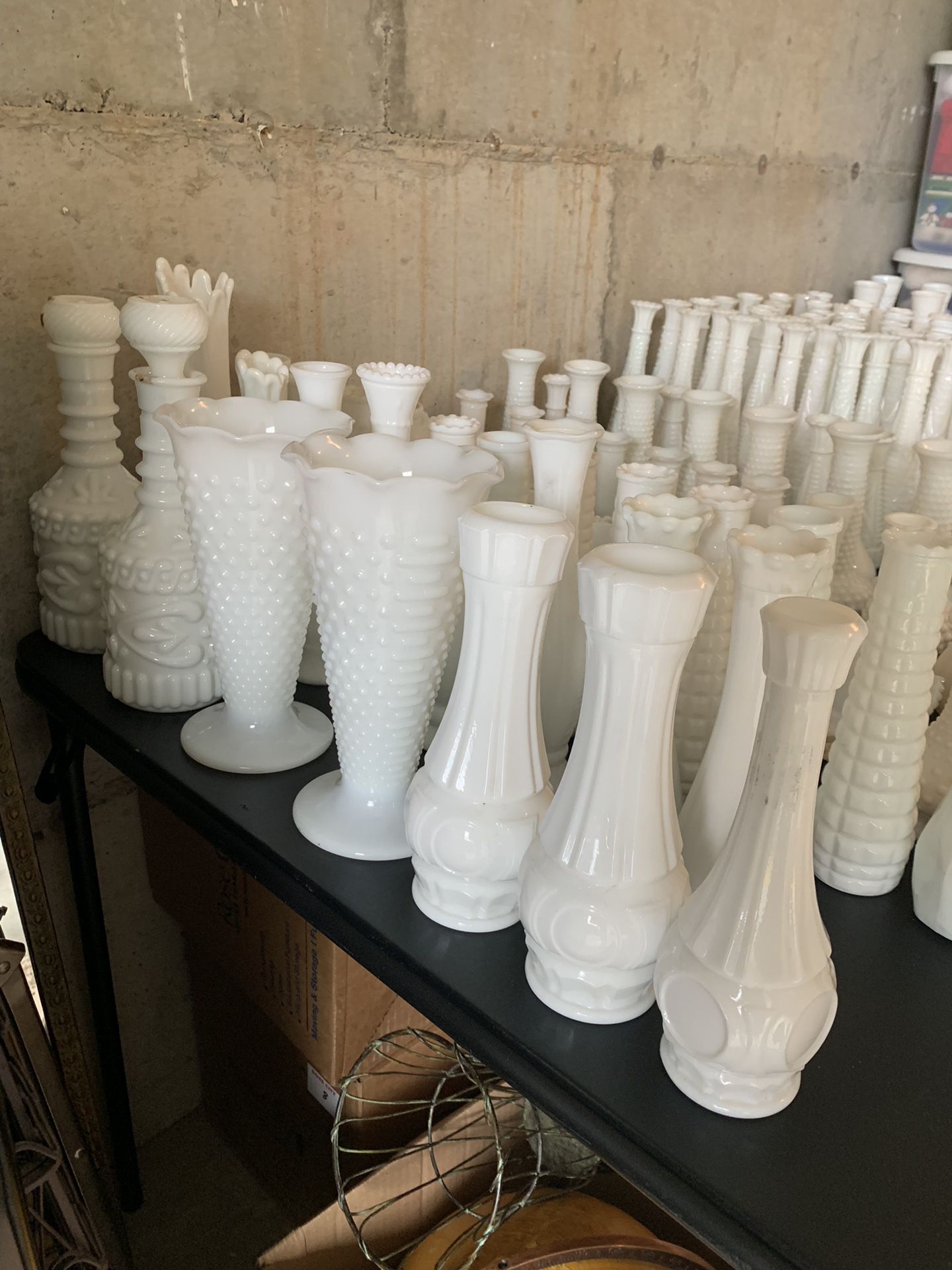 Assorted Milk Glass Bud Vases and More