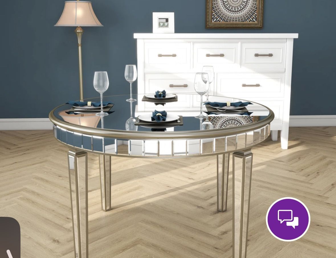 47.24" Antique Mirrored Dining Table By TOV Furniture