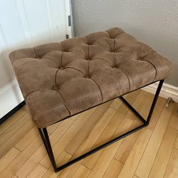 Tufted Faux Leather Ottoman Bench