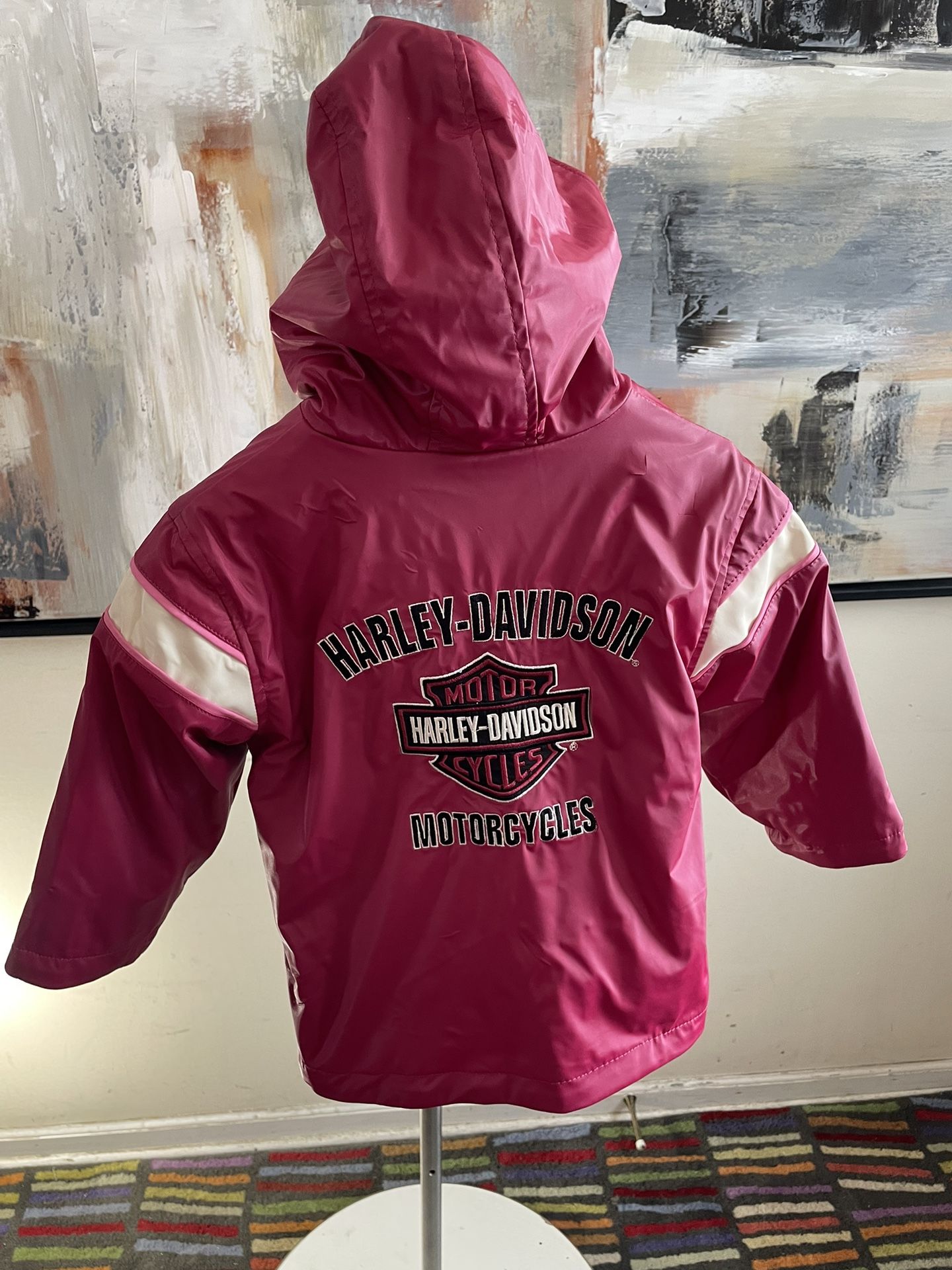 Pink Harley Davidson Reversible Hooded Jacket Kids Size 3T