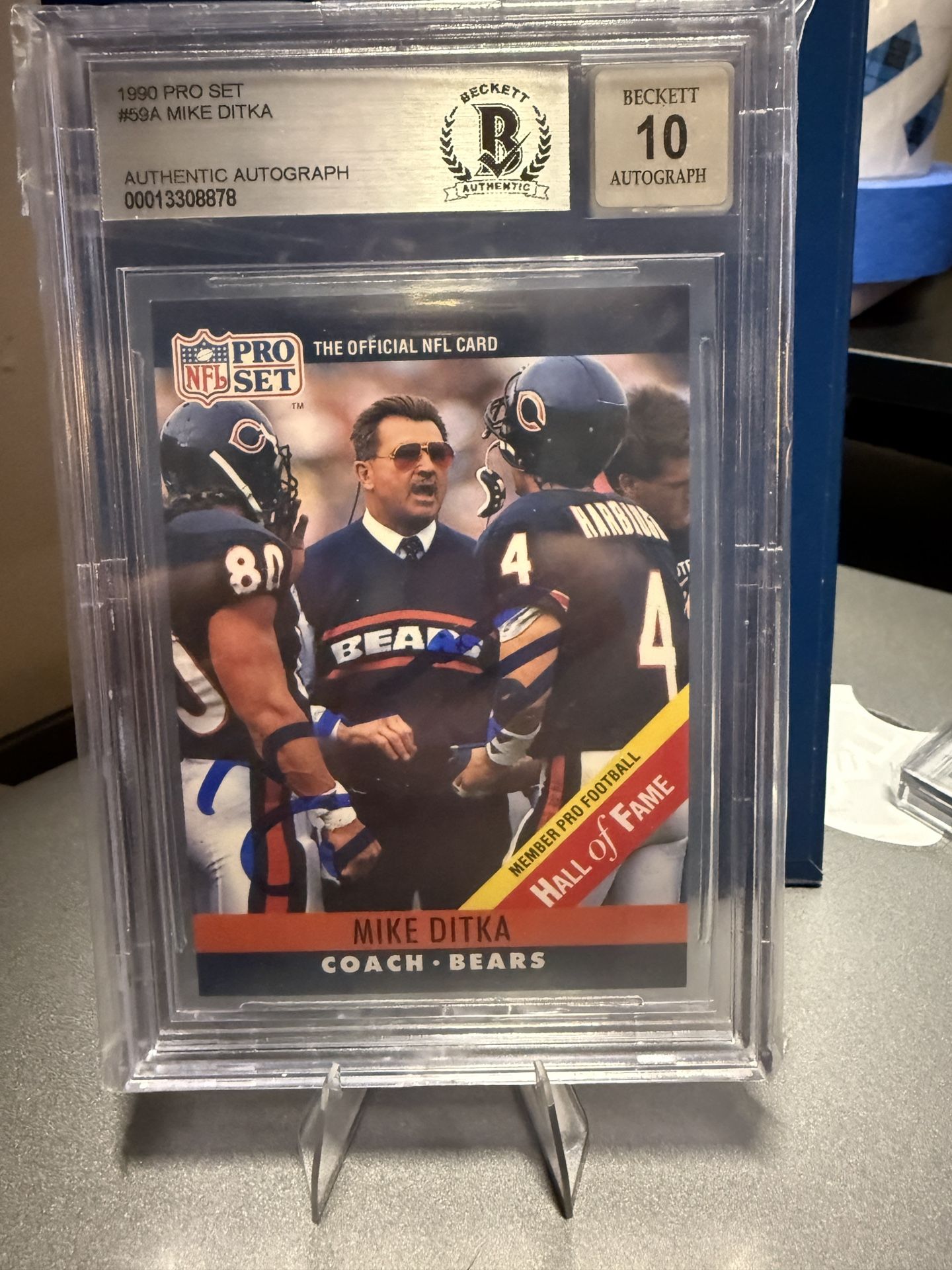 1990 PRO SET MIKE DITKA SIGNED HOF 88 CHICAGO BEARS BGS AUTHENTIC AUTOGRAPH AUTO