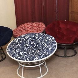 New, Pier One, Large Rattan Papasan Chairs with Cushion