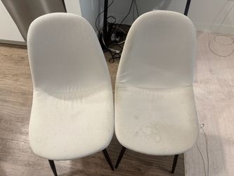 Set of 2 White Fabric Dining Chairs
