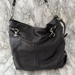 COACH Purse Brooke Black Leather Hobo Shoulder Bag Tote