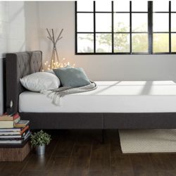 New King Size Upholstered Platform Bed Frame